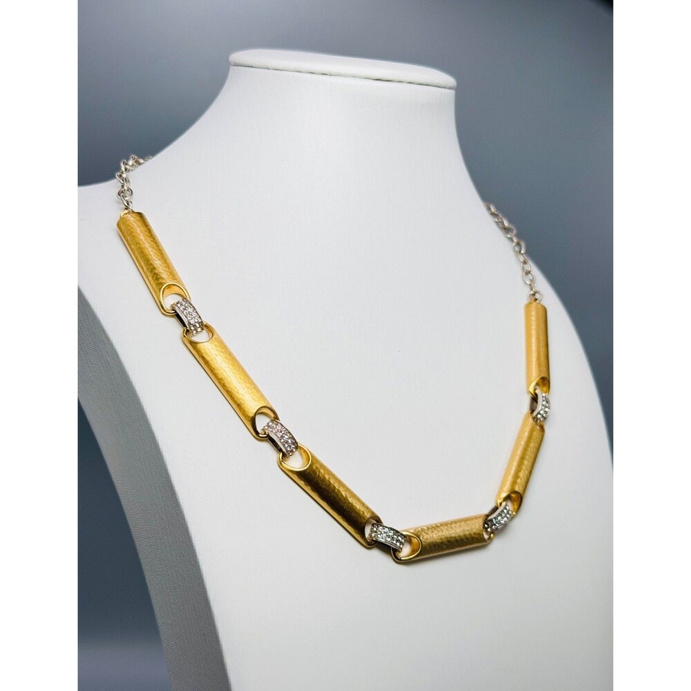 Brighton Meridian Geo Reversible Gold Crystal Collar Necklace JM7586 NWT